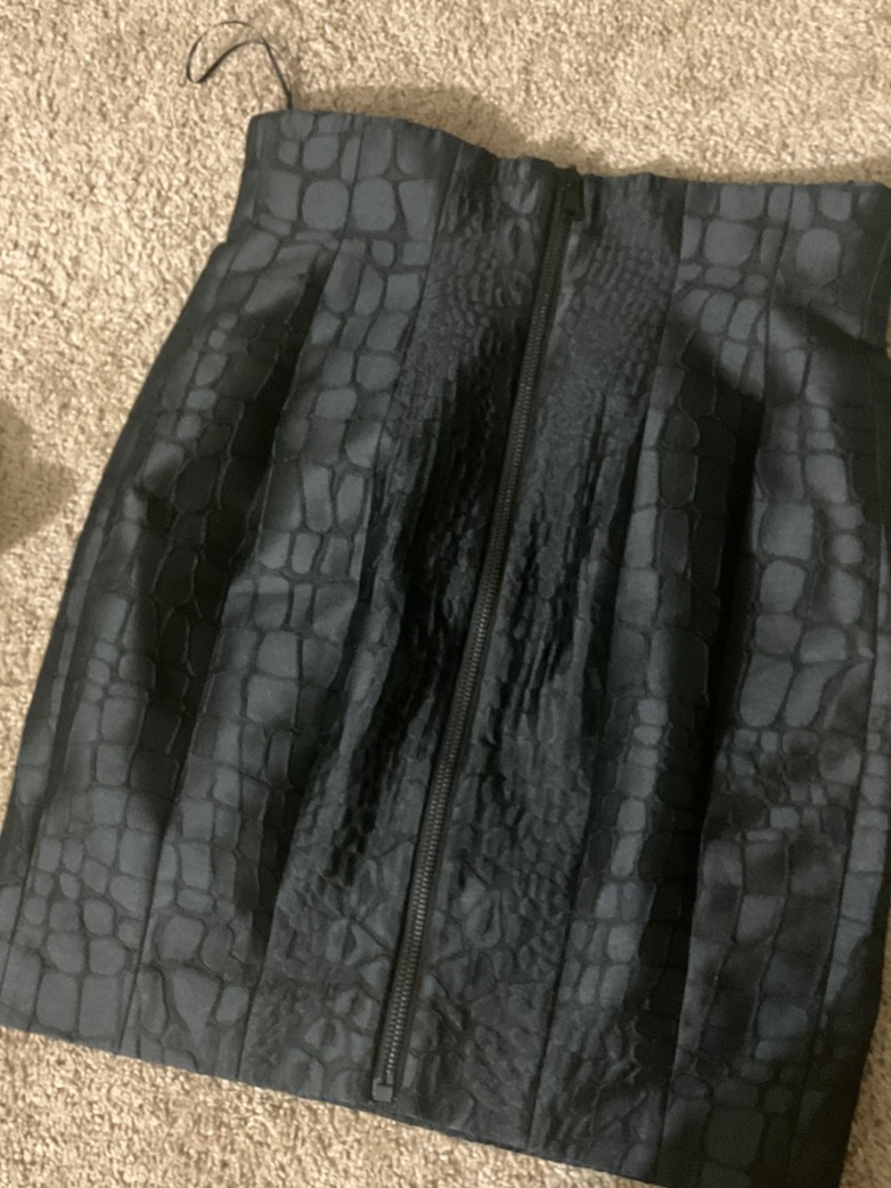Balmain Black Crocodile-Embossed High-Waist Pencil Skirt with Gold Buttons - Picture 7 of 9